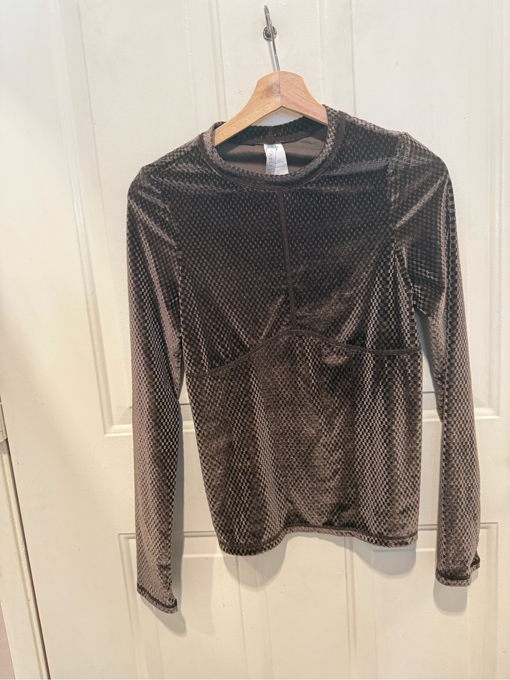 Fabletics Velvet Long Sleeve Top - Chocolate Brown XS woman’s